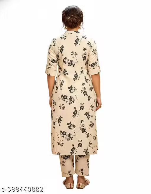 Jaipuri Cotton Off White And Green 2pc Set