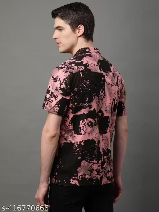 Voroxy Men's Abstract Regular Spread Collar Multicolor Shirts