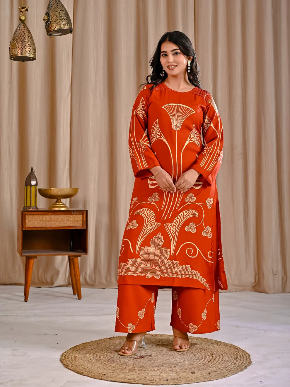 German Rayon Orange 2pc Set