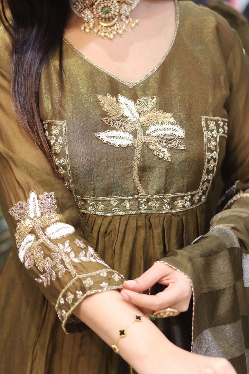 Banaras Mull chanderi mehendi green 3pic