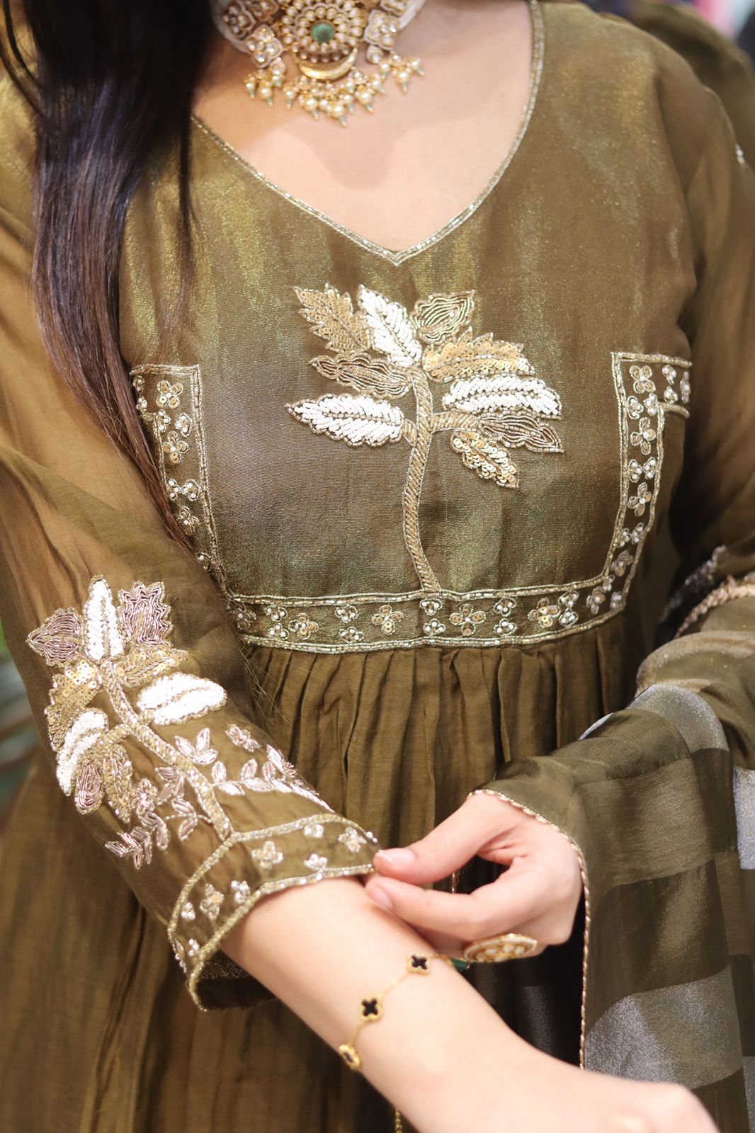 Banaras Mull chanderi mehendi green 3pic