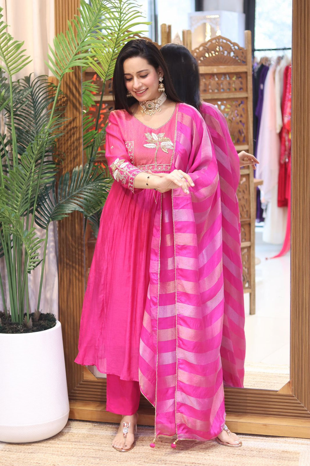 Banaras Mull chanderi pink 3pic