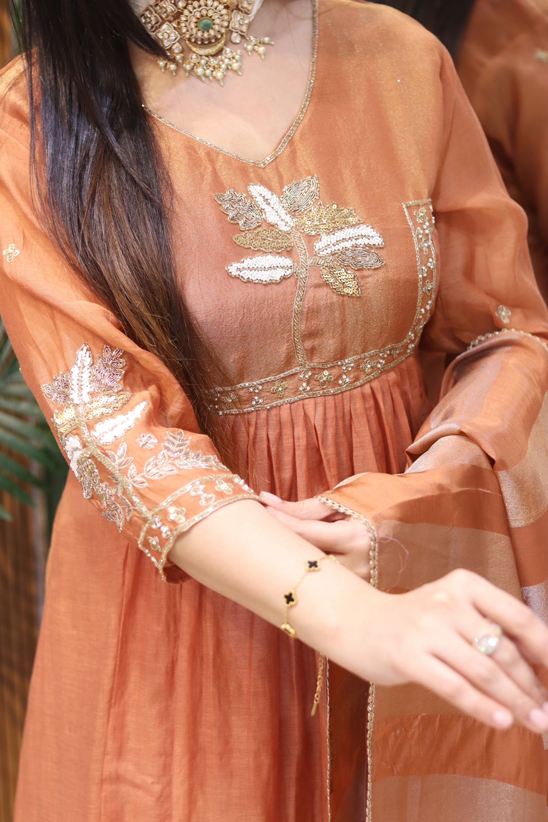 Banaras Mull chanderi rust orange 3pic