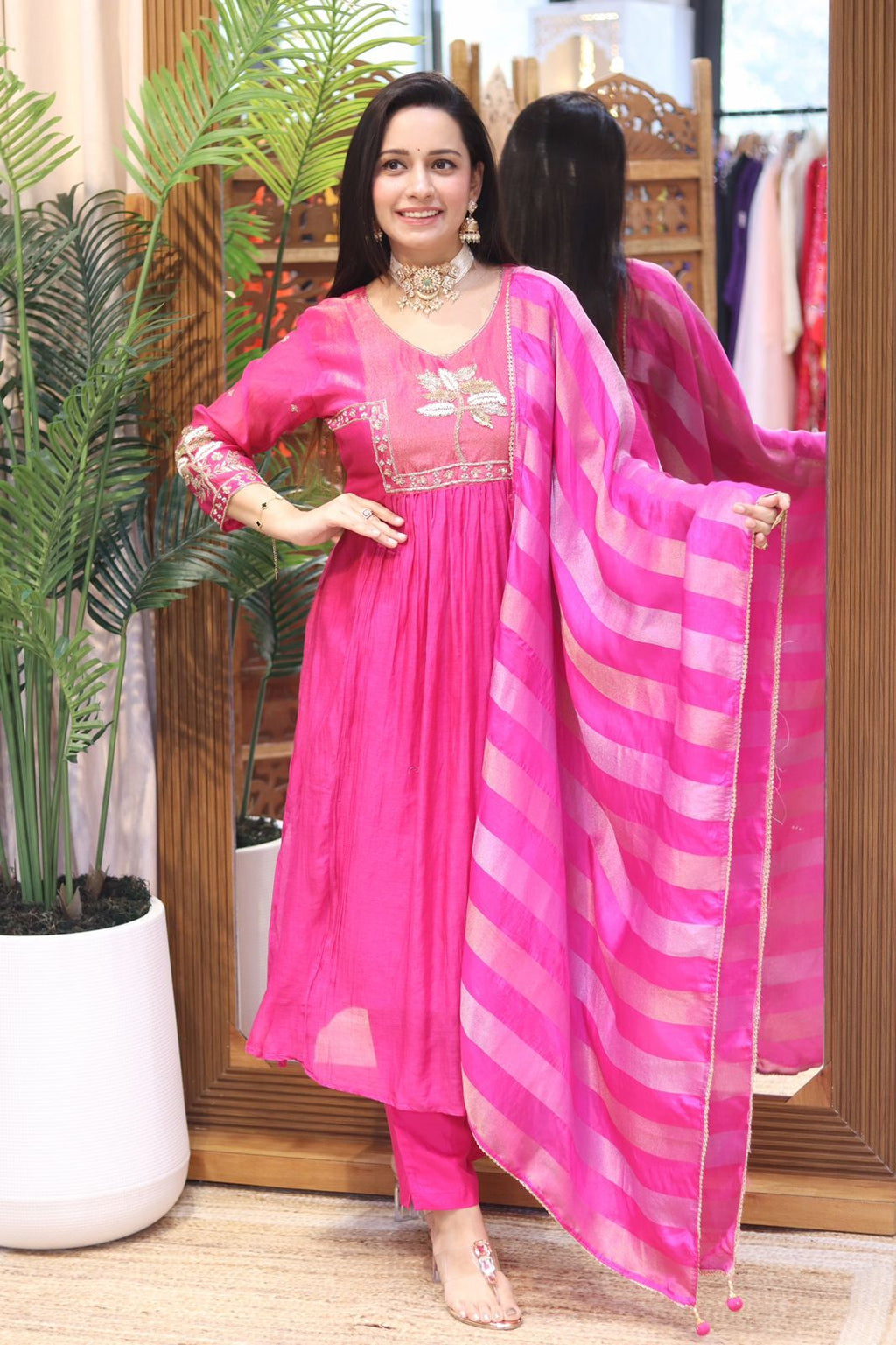 Banaras Mull chanderi pink 3pic