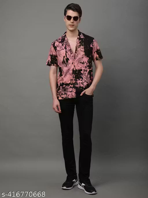 Voroxy Men's Abstract Regular Spread Collar Multicolor Shirts