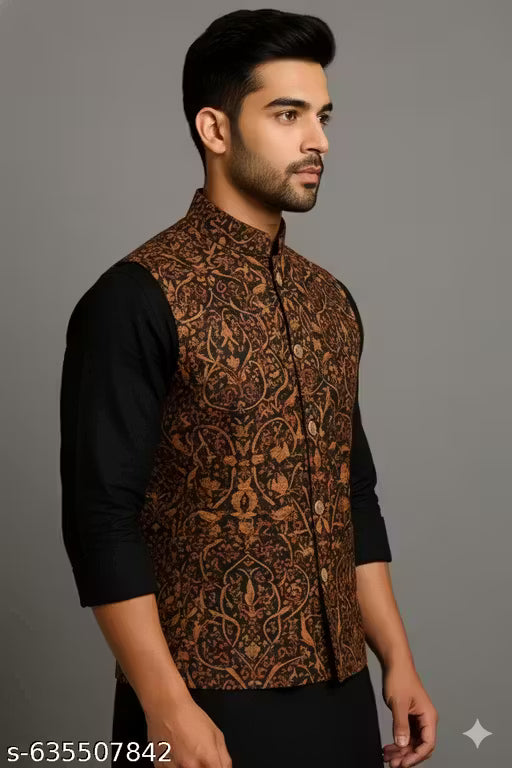 Printed Ethnic Jacket Nehru Koti Only Modi
