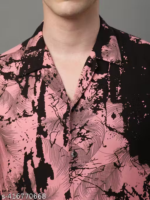 Voroxy Men's Abstract Regular Spread Collar Multicolor Shirts