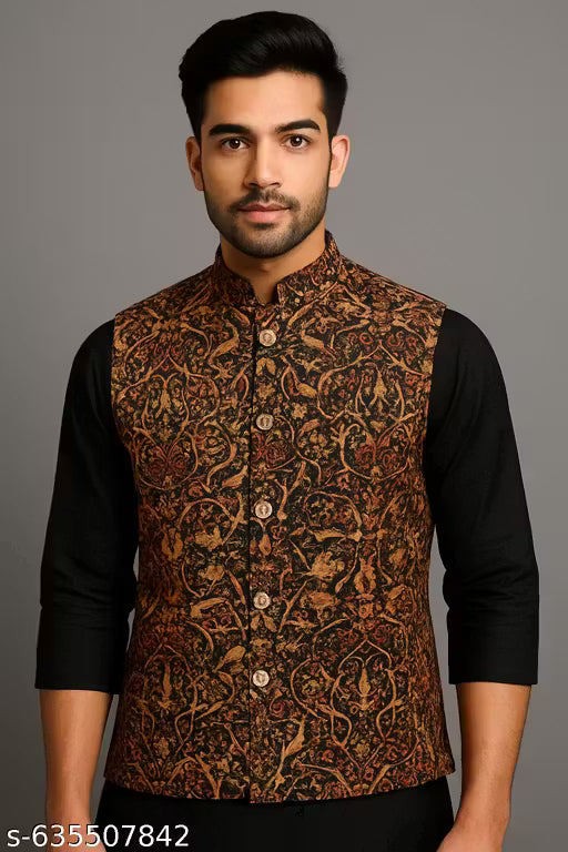 Printed Ethnic Jacket Nehru Koti Only Modi