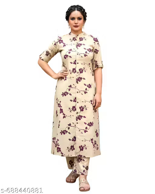 Jaipuri Cotton Off White And maroon 2pc Set