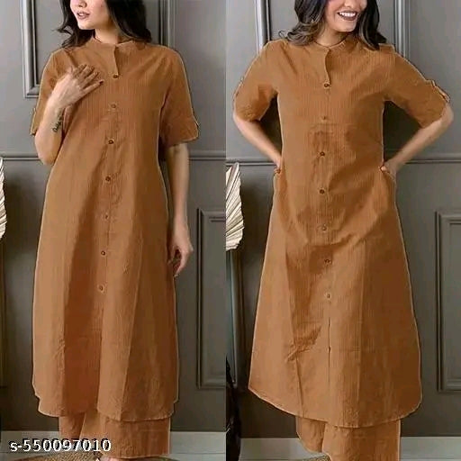 Kurti With Bottomwear Brown