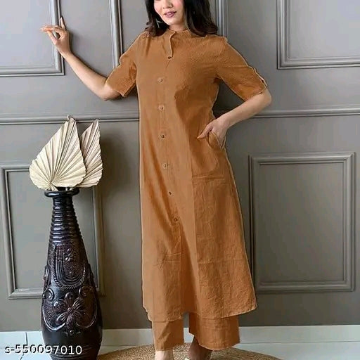 Kurti With Bottomwear Brown