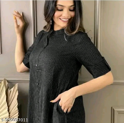 Kurti With Bottomwear Brown Black