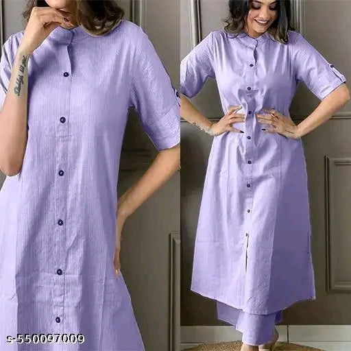 Kurti With Bottomwear Brown Purple