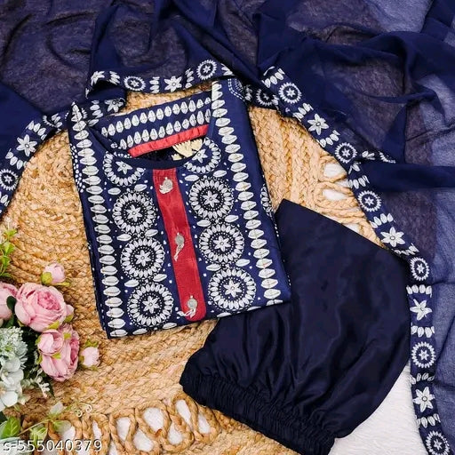A line Cut   Kurti Pant and Dupatta Set