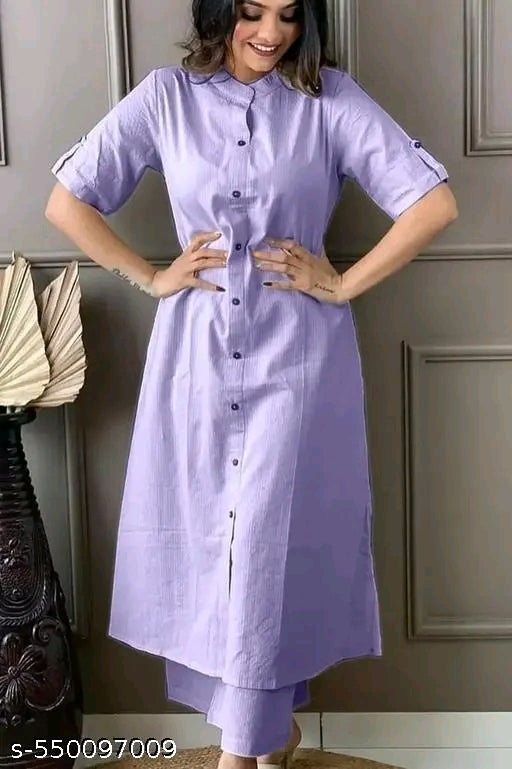 Kurti With Bottomwear Brown Purple