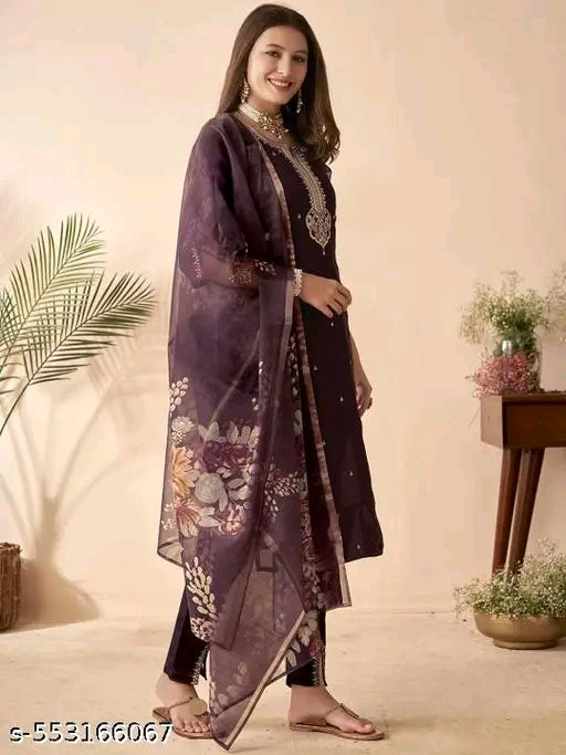 Wedding kurta set women heavy kurta set chanderi silk kurti set