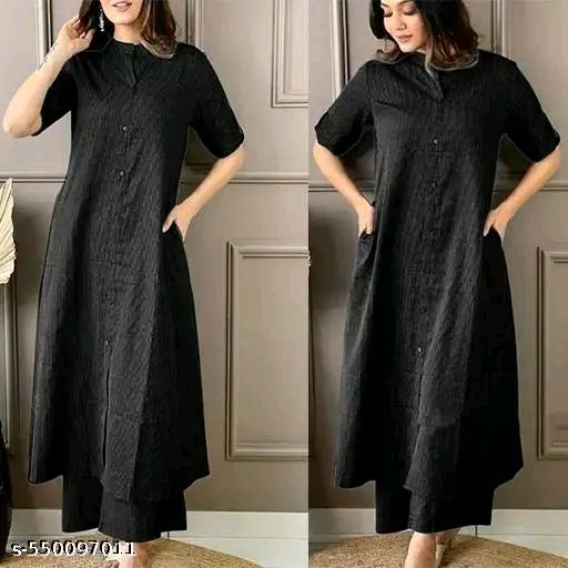 Kurti With Bottomwear Brown Black