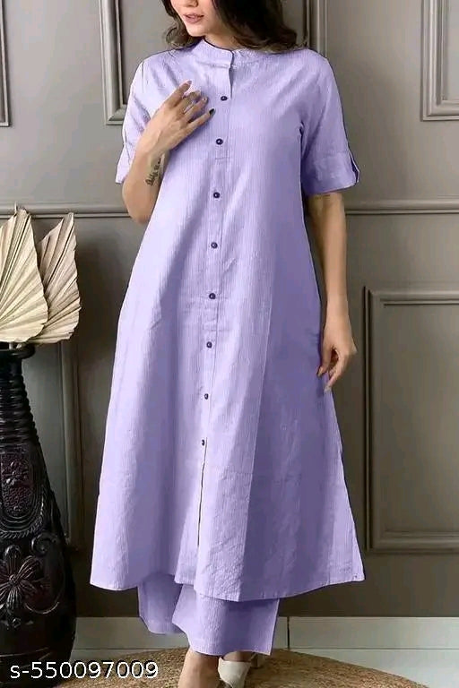 Kurti With Bottomwear Brown Purple