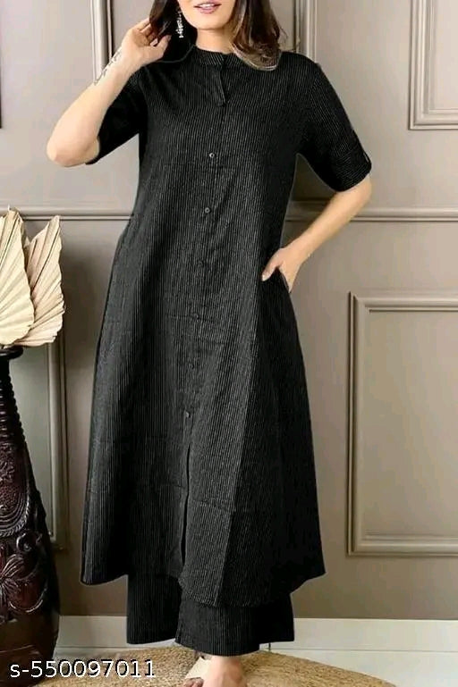 Kurti With Bottomwear Brown Black