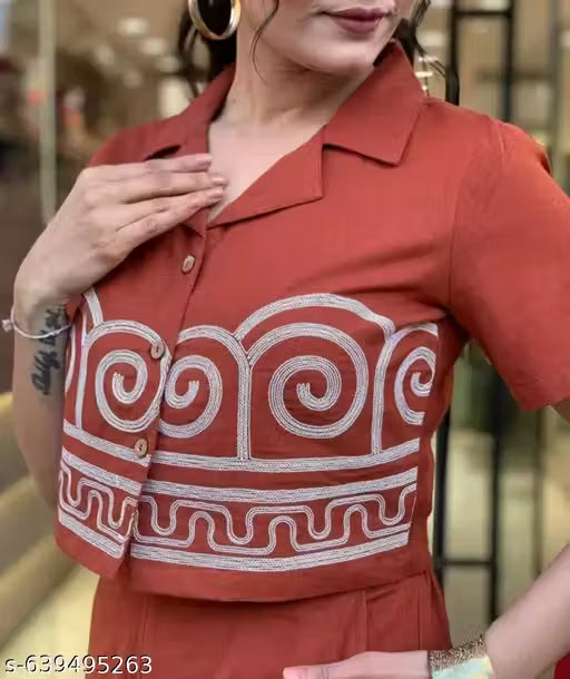 Party Wear Embroidered Top & Bottom Co-ord Set